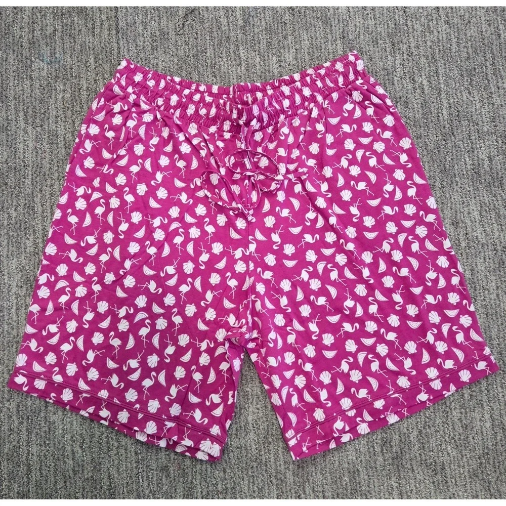 Cosabella Mens Pink Flamingo Seashell Print Pajama Set V-Neck Top Shorts NEW